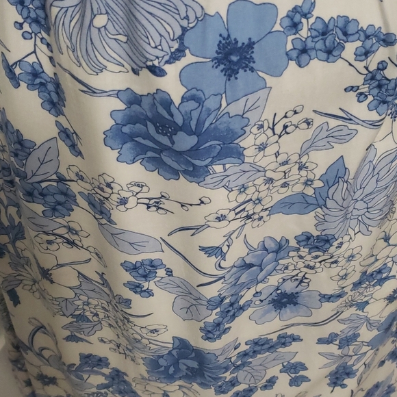 Old Navy- Blue & White Floral Strapless Long Dress - Picture 2 of 4